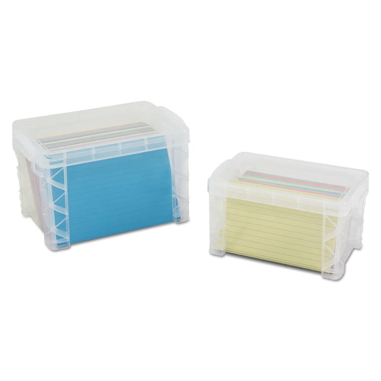 ADVANTUS CORPORATION Super Stacker Storage Boxes, Holds 500 4 x 6 Cards, 7.25 x 5 x 4.75, Plastic, Clear (AVT40305) thumbnail 2