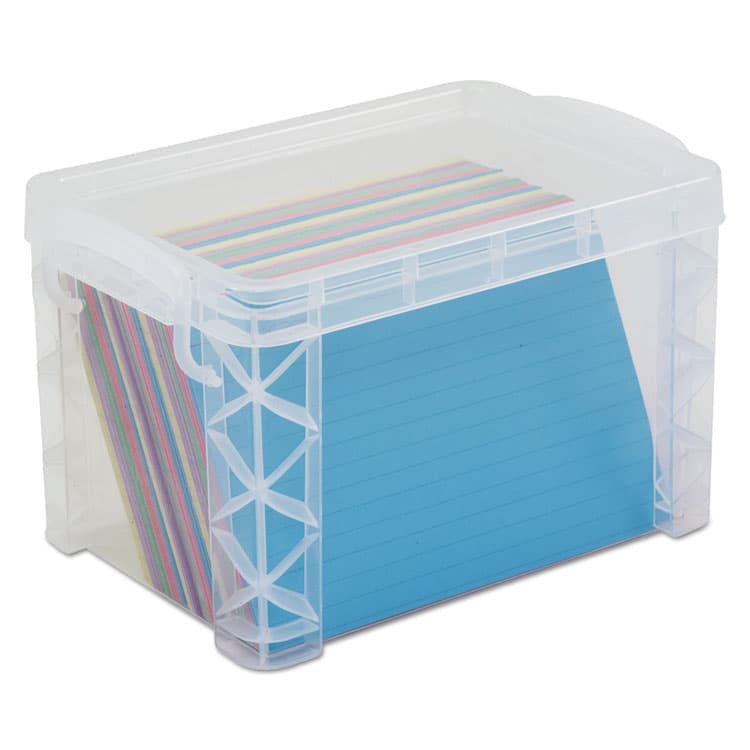 ADVANTUS CORPORATION Super Stacker Storage Boxes, Holds 500 4 x 6 Cards, 7.25 x 5 x 4.75, Plastic, Clear (AVT40305) thumbnail 4