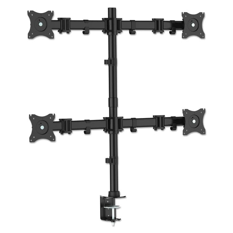 KANTEK . Articulating Quad Monitor Arms, For 13" to 27" Monitors, 360 deg Rotation, 45 deg Tilt, 180 deg Pan, Black, Supports 18 lb (KTKMA240)