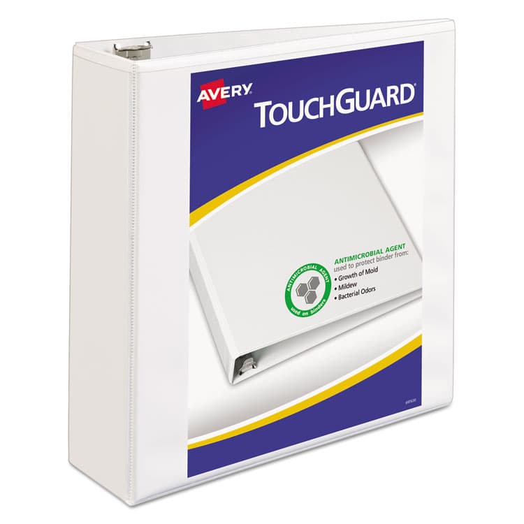 AVERY PRODUCTS CORPORATION TouchGuard Protection Heavy-Duty View Binders with Slant Rings, 3 Rings, 3" Capacity, 11 x 8.5, White (AVE17144)