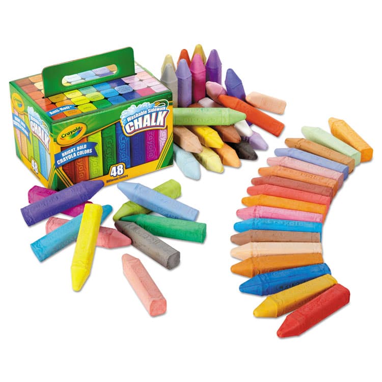 BINNEY & SMITH / CRAYOLA Washable Sidewalk Chalk, 4" x 0.88" Diameter, 48 Assorted Bright Colors, 48 Sticks/Set (CYO512048) thumbnail 2