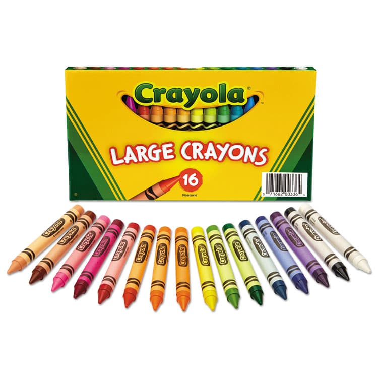 BINNEY & SMITH / CRAYOLA Large Crayons, Tuck Box Packaging, Large Size, 0.44" x 4", 16 Assorted Colors, 16/Pack (CYO520336) thumbnail 4