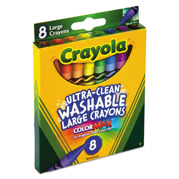 BINNEY & SMITH / CRAYOLA Ultra-Clean Washable Crayons, Large Size, 0.44" x 4", 8 Assorted Colors, 8/Pack (CYO523280) thumbnail 2