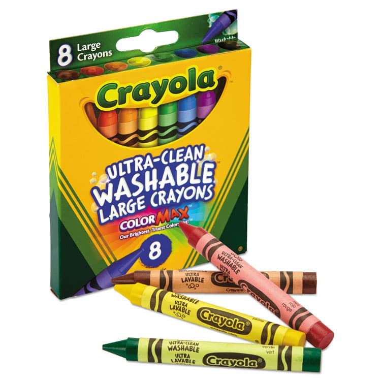 BINNEY & SMITH / CRAYOLA Ultra-Clean Washable Crayons, Large Size, 0.44" x 4", 8 Assorted Colors, 8/Pack (CYO523280) thumbnail 3