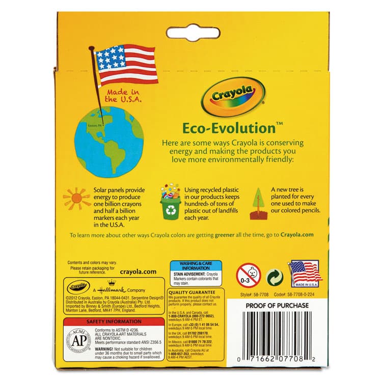 BINNEY & SMITH / CRAYOLA Non-Washable Marker, Broad Bullet Tip, Assorted Classic Colors, 8/Pack (CYO587708) thumbnail 2