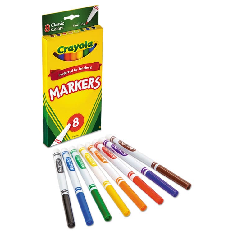 BINNEY & SMITH / CRAYOLA Non-Washable Marker, Fine Bullet Tip, Assorted Classic Colors, 8/Pack (CYO587709) thumbnail 2