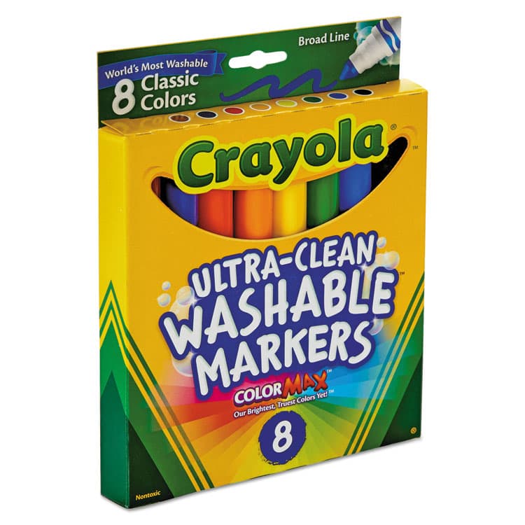 BINNEY & SMITH / CRAYOLA Ultra-Clean Washable Markers, Broad Bullet Tip, Assorted Colors, 8/Pack (CYO587808) thumbnail 2