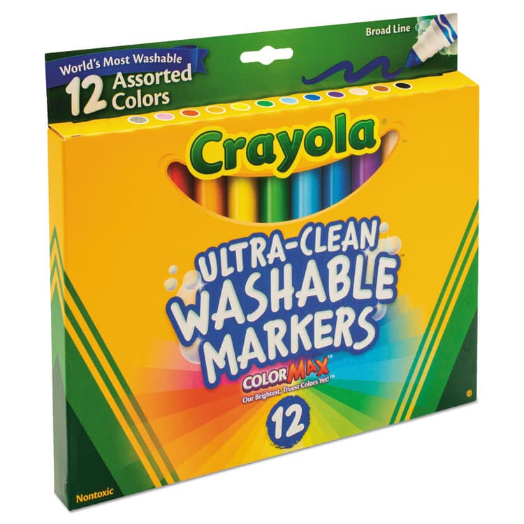 BINNEY & SMITH / CRAYOLA Ultra-Clean Washable Markers, Broad Bullet Tip, Assorted Colors, Dozen (CYO587812) thumbnail 2