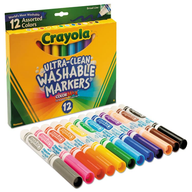 BINNEY & SMITH / CRAYOLA Ultra-Clean Washable Markers, Broad Bullet Tip, Assorted Colors, Dozen (CYO587812) thumbnail 4
