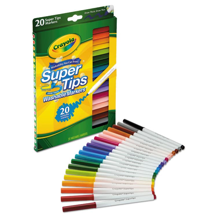 BINNEY & SMITH / CRAYOLA Washable Super Tips Markers, Fine/Broad Bullet Tips, Assorted Colors, 20/Set (CYO588106) thumbnail 3