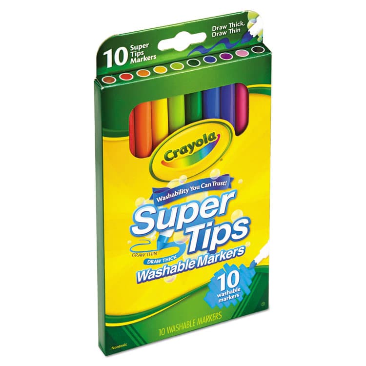 BINNEY & SMITH / CRAYOLA Washable Super Tips Markers, Fine/Broad Bullet Tips, Assorted Colors, 10/Set (CYO588610) thumbnail 2