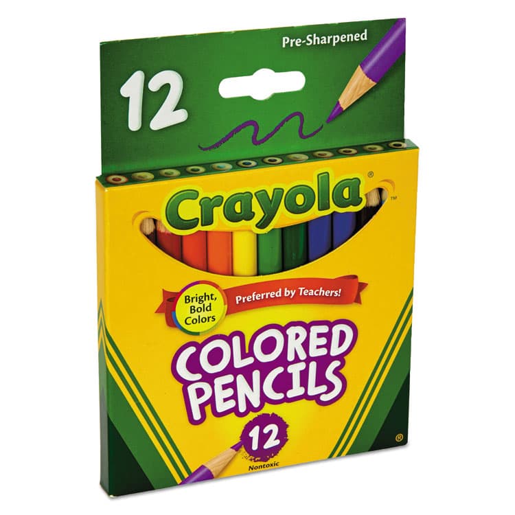 BINNEY & SMITH / CRAYOLA Short-Length Colored Pencil Set, 3.3 mm, 2B, Assorted Lead and Barrel Colors, Dozen (CYO684112) thumbnail 2