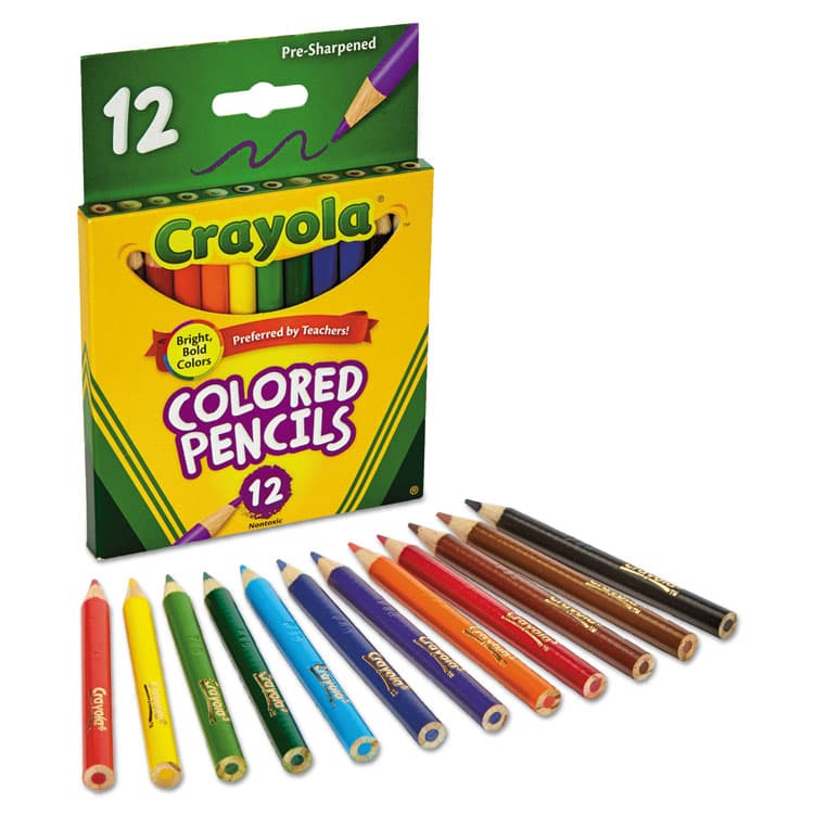 BINNEY & SMITH / CRAYOLA Short-Length Colored Pencil Set, 3.3 mm, 2B, Assorted Lead and Barrel Colors, Dozen (CYO684112) thumbnail 4