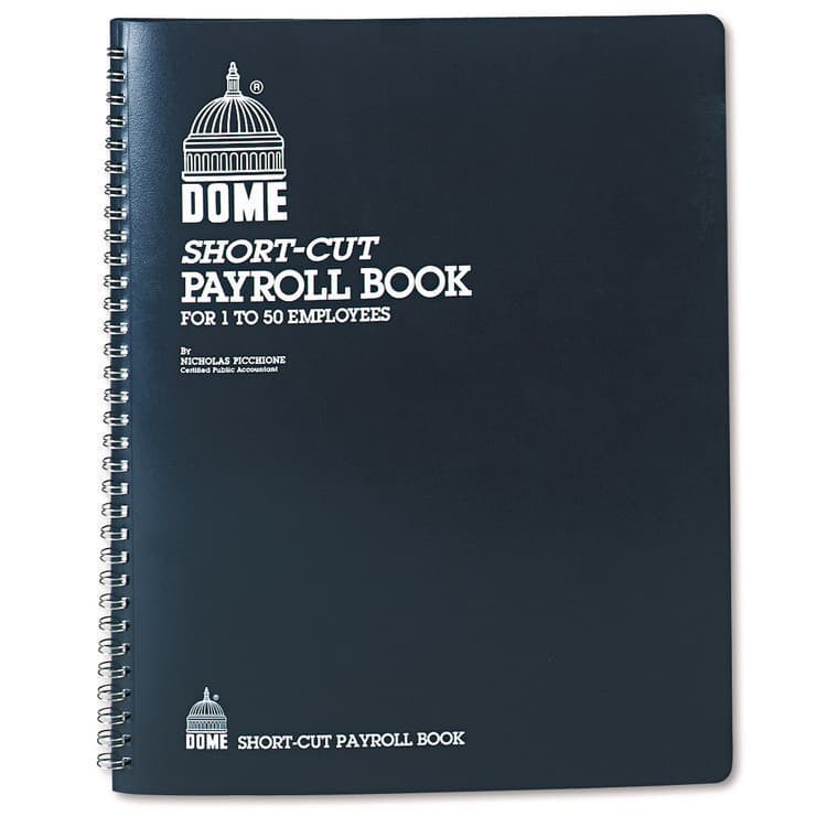 DOME PUBLISHING COMPANY Single Entry Monthly Payroll (50 Employee) Record, Double-Page 7-Column Format, Blue Cover, 11 x 8.5 Sheets, 128 Sheets/Book (DOM650)