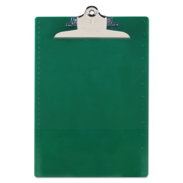 SAUNDERS MFG. CO., . Recycled Plastic Clipboard with Ruler Edge, 1" Clip Capacity, Holds 8.5 x 11 Sheets, Green (SAU21604)
