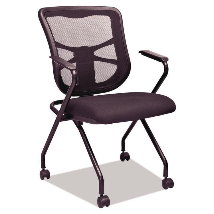 ALERA Alera Elusion Mesh Nesting Chairs with Padded Arms, Supports Up to 275 lb, 18.11" Seat Height, Black, 2/Carton (ALEEL4914)