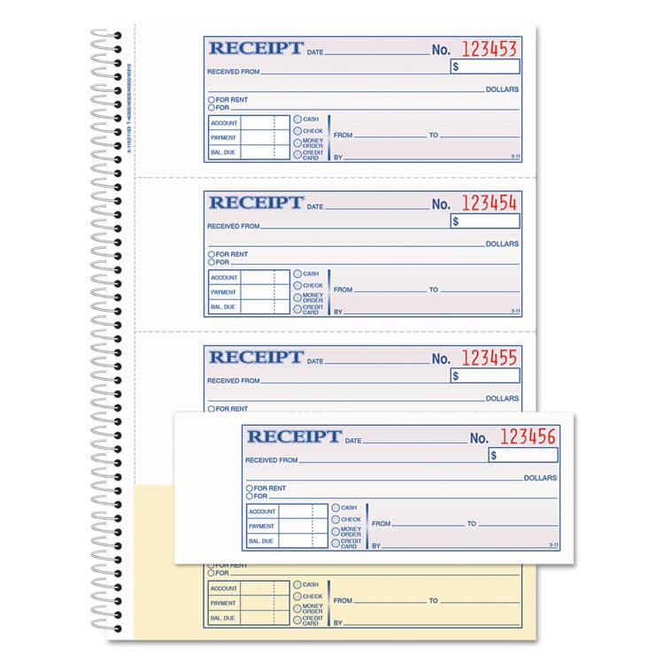 CARDINAL BRANDS . Multipart Money/Rent Receipt Book, Two-Part Carbonless, 7.13 x 2.75, 4 Forms/Sheet, 200 Forms Total (ABFSC1182)