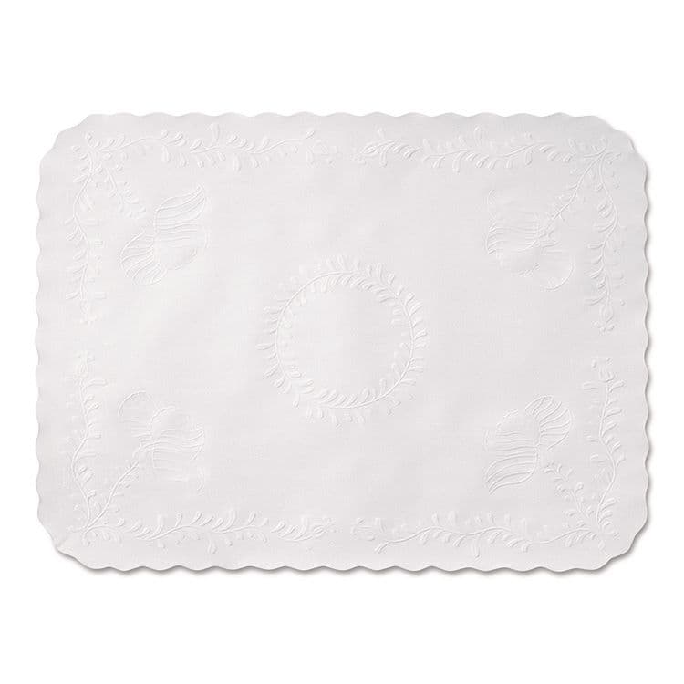 HOFFMASTER Scalloped Edge Traymat, Anniversary Embossed Surface, 19" x 14", White, 1,000/Carton (HFMTC8704472)
