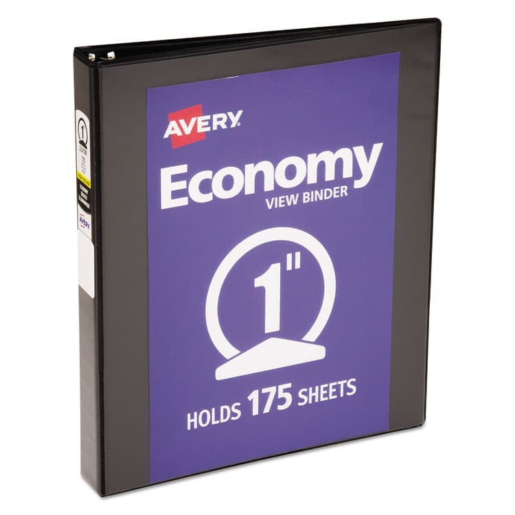 AVERY PRODUCTS CORPORATION Economy View Binder with Round Rings , 3 Rings, 1" Capacity, 11 x 8.5, Black, (5710) (AVE05710)