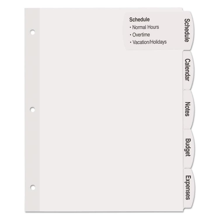 AVERY PRODUCTS CORPORATION Big Tab Printable Large White Label Tab Dividers, 5-Tab, 11 x 8.5, White, 20 Sets (AVE14440) thumbnail 2