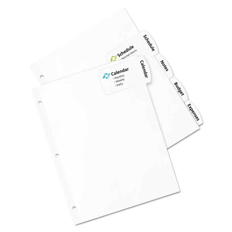 AVERY PRODUCTS CORPORATION Big Tab Printable Large White Label Tab Dividers, 5-Tab, 11 x 8.5, White, 20 Sets (AVE14440) thumbnail 4