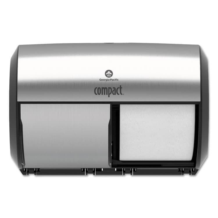 GEORGIA PACIFIC Compact Coreless Side-by-Side Double-Roll Tissue Dispenser, 11 x 7.38 x 7.38, Stainless Steel (GPC56796A)