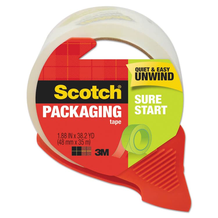 3M/COMMERCIAL TAPE DIV. Sure Start Packaging Tape with Dispenser, 3" Core, 1.88" x 38.2 yds, Clear (MMM3450SRD)