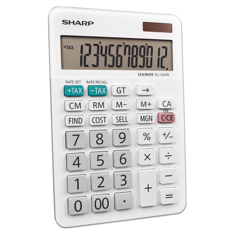 SHARP ELECTRONICS EL-334W Large Desktop Calculator, 12-Digit LCD (SHREL334W) thumbnail 2