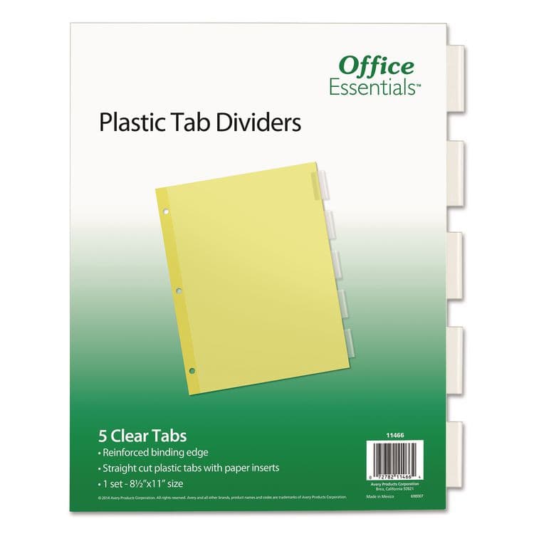 AVERY PRODUCTS CORPORATION Plastic Insertable Dividers, 5-Tab, 11 x 8.5, Clear Tabs, 1 Set (AVE11466)