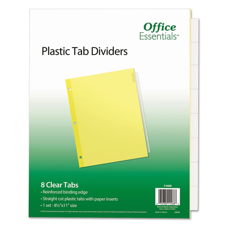 AVERY PRODUCTS CORPORATION Plastic Insertable Dividers, 8-Tab, 11 x 8.5, Clear Tabs, 1 Set (AVE11468)