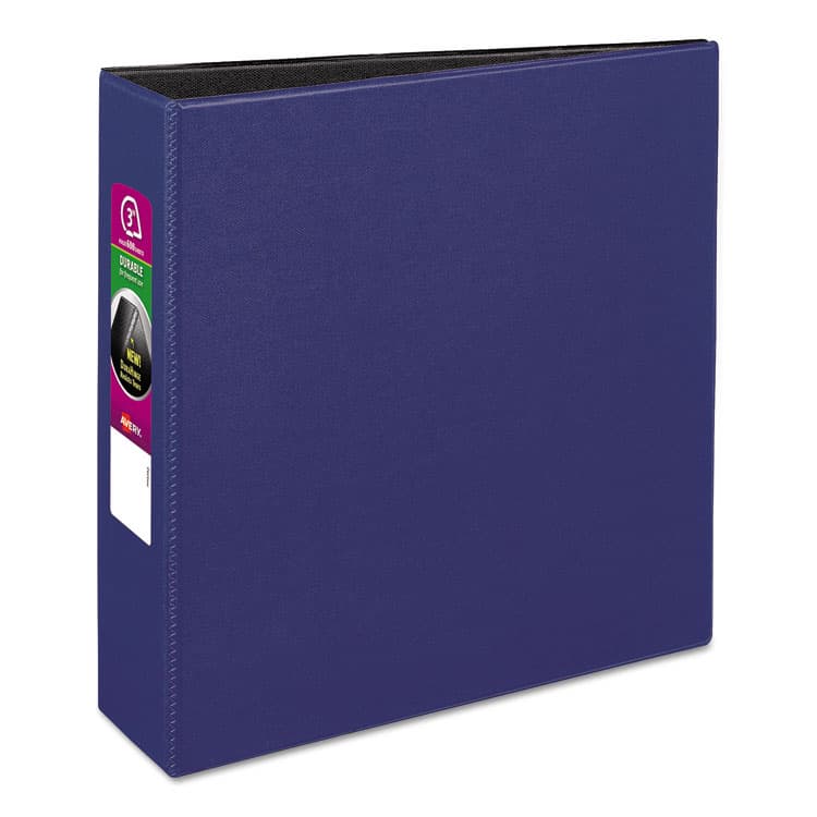 AVERY PRODUCTS CORPORATION Durable Non-View Binder with DuraHinge and Slant Rings, 3 Rings, 3" Capacity, 11 x 8.5, Blue (AVE27651)