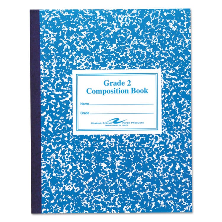 ROARING SPRING PAPER PRODUCTS Grade School Ruled Composition Book, Grade 2 Manuscript Format, Blue Marble Cover, (50) 9.75 x 7.75 Sheets (ROA77921)