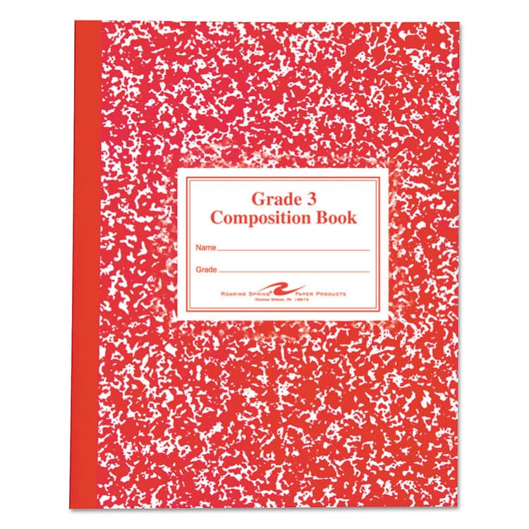 ROARING SPRING PAPER PRODUCTS Grade School Ruled Composition Book, Grade 3 Manuscript Format, Red Marble Cover, (50) 9.75 x 7.75 Sheets (ROA77922)