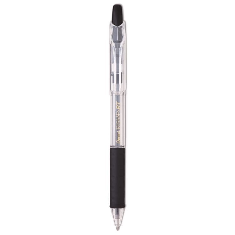 PENTEL OF AMERICA R.S.V.P. RT Ballpoint Pen, Retractable, Medium 1 mm, Black Ink, Clear Barrel, Dozen (PENBK93A) thumbnail 3