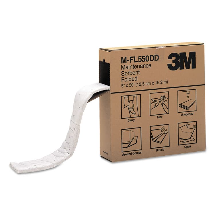 3M/COMMERCIAL TAPE DIV. High-Capacity Maintenance Folded Sorbent, 10.5 gal, 5" x 50 ft (MMMMFL550DD)