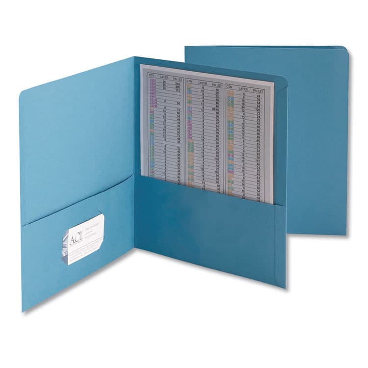SMEAD MANUFACTURING CO. Two-Pocket Folders, Accommodates (100) 11 x 8.5 Sheets, Blue, 25/Box (SMD87852)