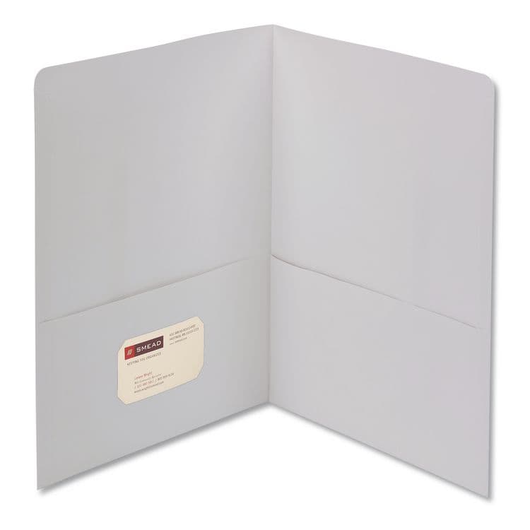 SMEAD MANUFACTURING CO. Two-Pocket Folders, Accommodates (100) 11 x 8.5 Sheets, White, 25/Box (SMD87861)