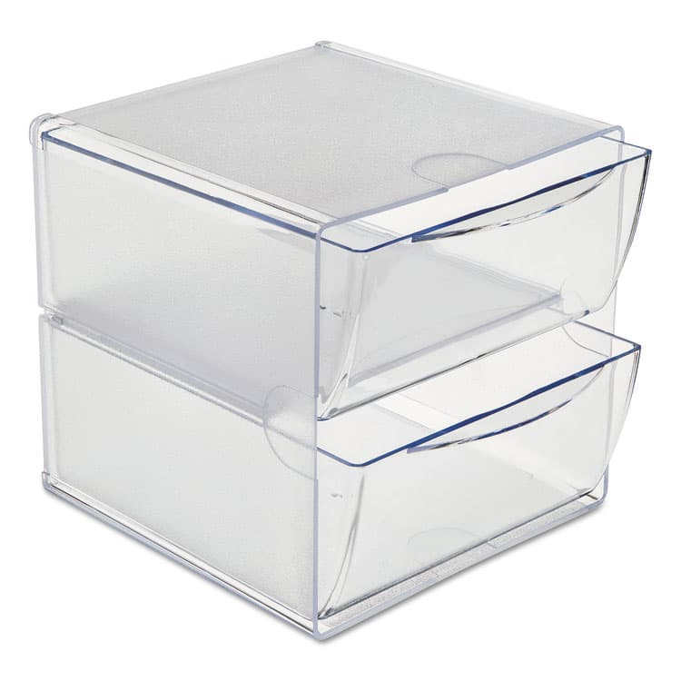 DEFLECTO CORPORATION Stackable Cube Organizer, 2 Compartments, 2 Drawers, Plastic, 6 x 7.2 x 6, Clear (DEF350101)