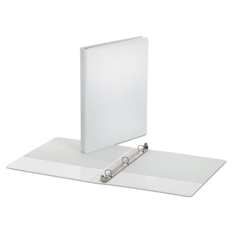 OFFICE IMPRESSIONS Economy Round Ring View Binder, 3 Rings, 0.5" Capacity, 11 x 8.5, White (OFF82232) thumbnail 2