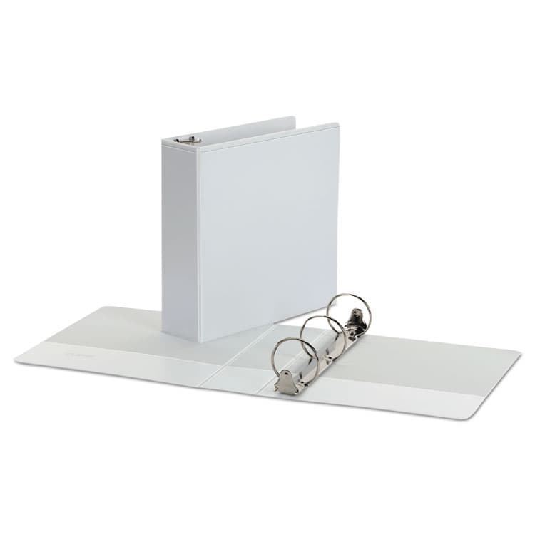 UNIVERSAL OFFICE PRODUCTS Economy Round Ring View Binder, 3 Rings, 3" Capacity, 11 x 8.5, White (UNV20992) thumbnail 2