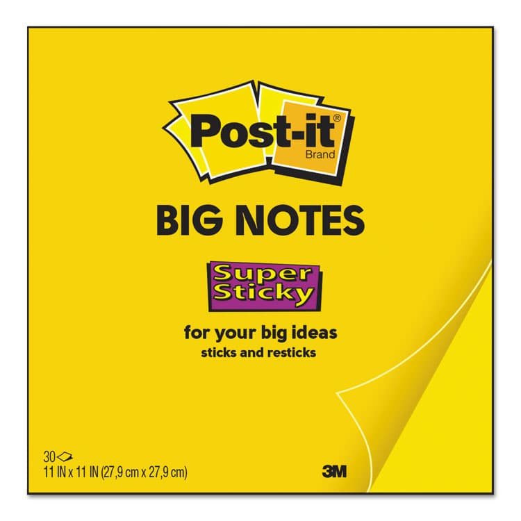 3M/COMMERCIAL TAPE DIV. Big Notes, Unruled, (30) Yellow 11 x 11 Sheets (MMMBN11)