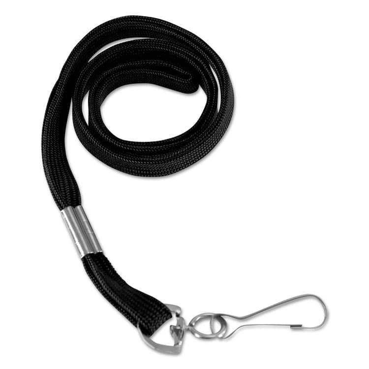BAUMGARTENS Flat Lanyard, Metal Hook Fastener, 36", Nylon, Black, 100/Pack (BAU65619) thumbnail 2