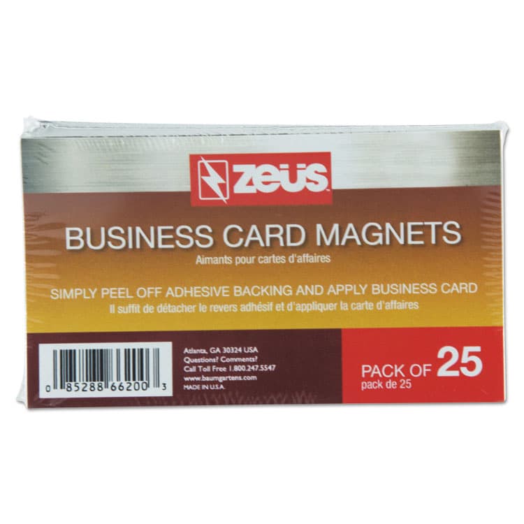 BAUMGARTENS Business Card Magnets with Self-Adhesive Face, 2 x 3.5, White, 25/Pack (BAU66200) thumbnail 3