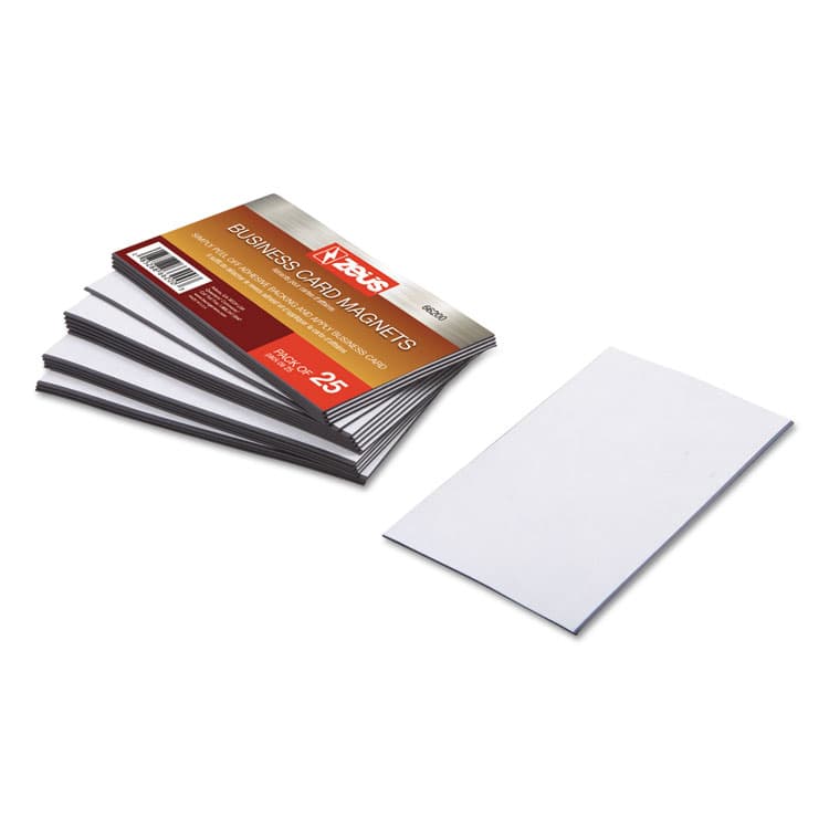 BAUMGARTENS Business Card Magnets with Self-Adhesive Face, 2 x 3.5, White, 25/Pack (BAU66200)