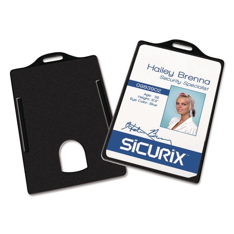 BAUMGARTENS Sicurix Badge/Card Holder, 4 x 2 9/10, Black, 25/Pack (BAU68320) thumbnail 3