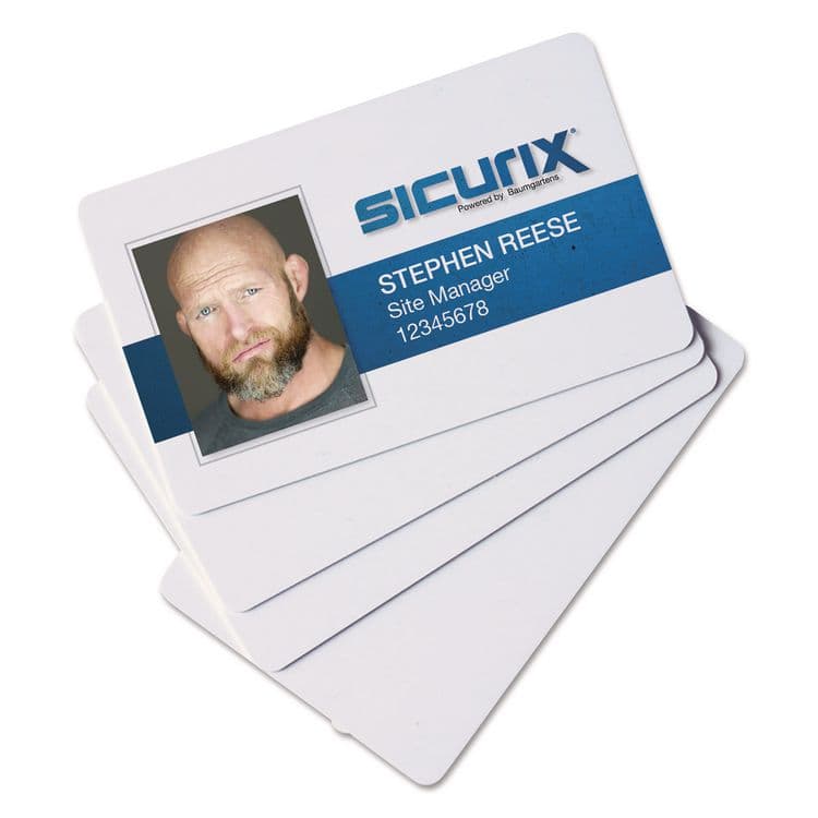 BAUMGARTENS SICURIX Blank ID Card, 2 1/8 x 3 3/8, White, 100/Pack (BAU80300)