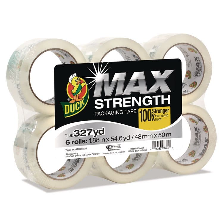 SHURTAPE TECHNOLOGIES MAX Packaging Tape, 3" Core, 1.88" x 54.6 yds, Crystal Clear, 6/Pack (DUC241513)