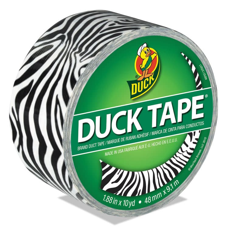 SHURTAPE TECHNOLOGIES Colored Duct Tape, 3" Core, 1.88" x 10 yds, Black/White Zebra (DUC1398132)