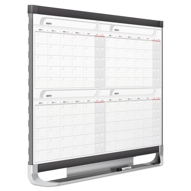 QUARTET MFG. Prestige 2 Magnetic Total Erase Four-Month Calendar, 48" x 36", White Surface, Graphite Gray Fiberboard/Plastic Frame (QRT4MCP43P2) thumbnail 4