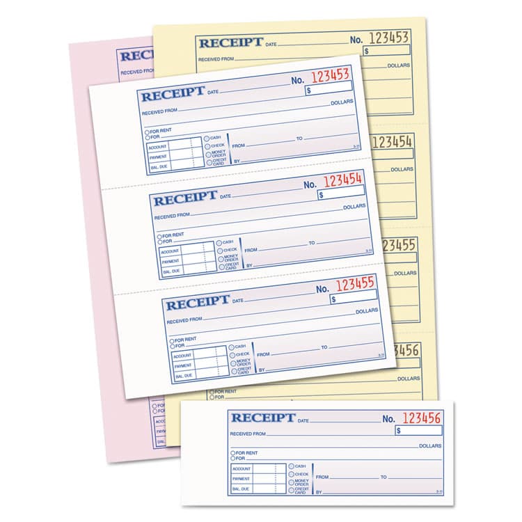 TOPS BUSINESS FORMS Money and Rent Receipt Book, Account + Payment Sections, Three-Part Carbonless, 7.13 x 2.75, 4 Forms/Sheet, 100 Forms Total (TOP46808) thumbnail 2